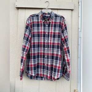 American Eagle Seriously Soft Long Sleeve Button Down Shirt Men's L Linen Blend